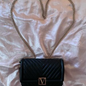 Victoria's Secret Black Crossbody Bag with Gold Chain